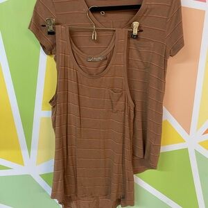 Prana Brown Striped Tshirt and Tank Top